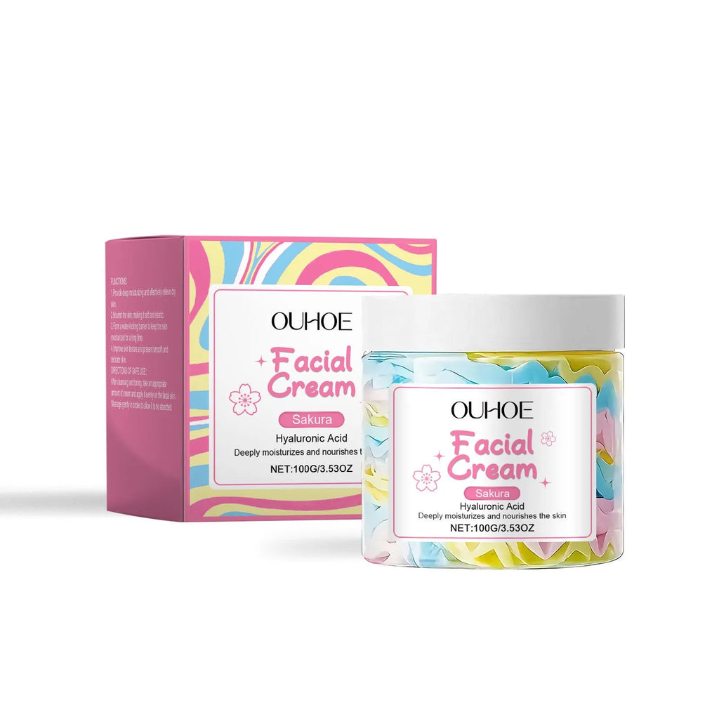 Square jar of Sakura Butter Cream Nourishing Moisturiser, 100g net content.