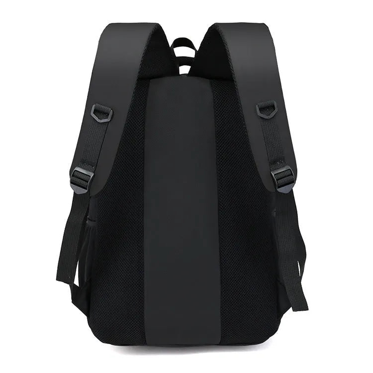 Medium Oxford cloth business backpack with laptop compartment, zipper opening, and multiple pockets in Black