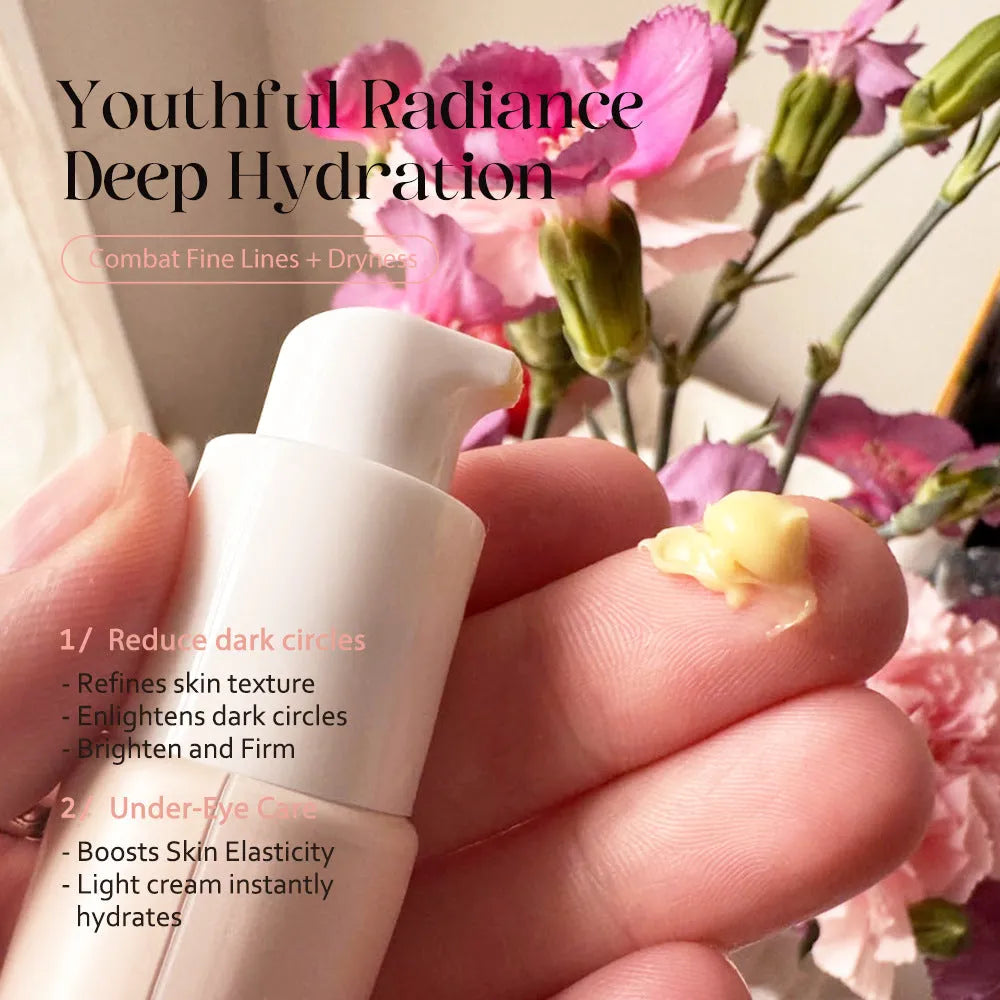 Retinol eye cream for wrinkles and dark circles, 30ml pot with ginseng and pink peptide ingredients
