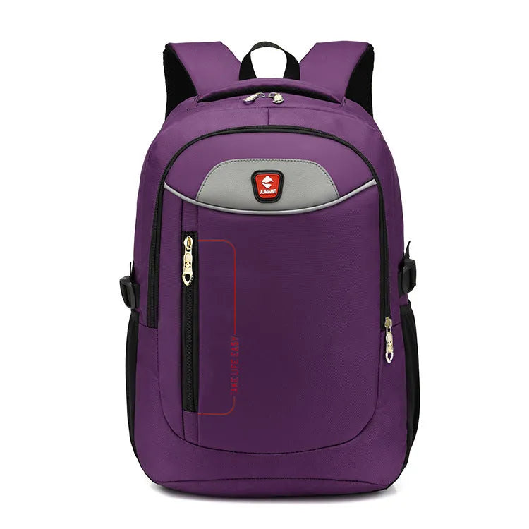Medium Oxford cloth business backpack with laptop compartment, zipper opening, and multiple pockets in Black
