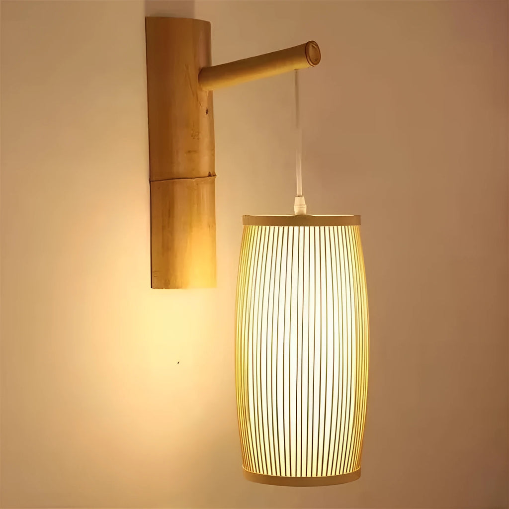 Natural bamboo woven decorative hanging lamp with E27 fitting