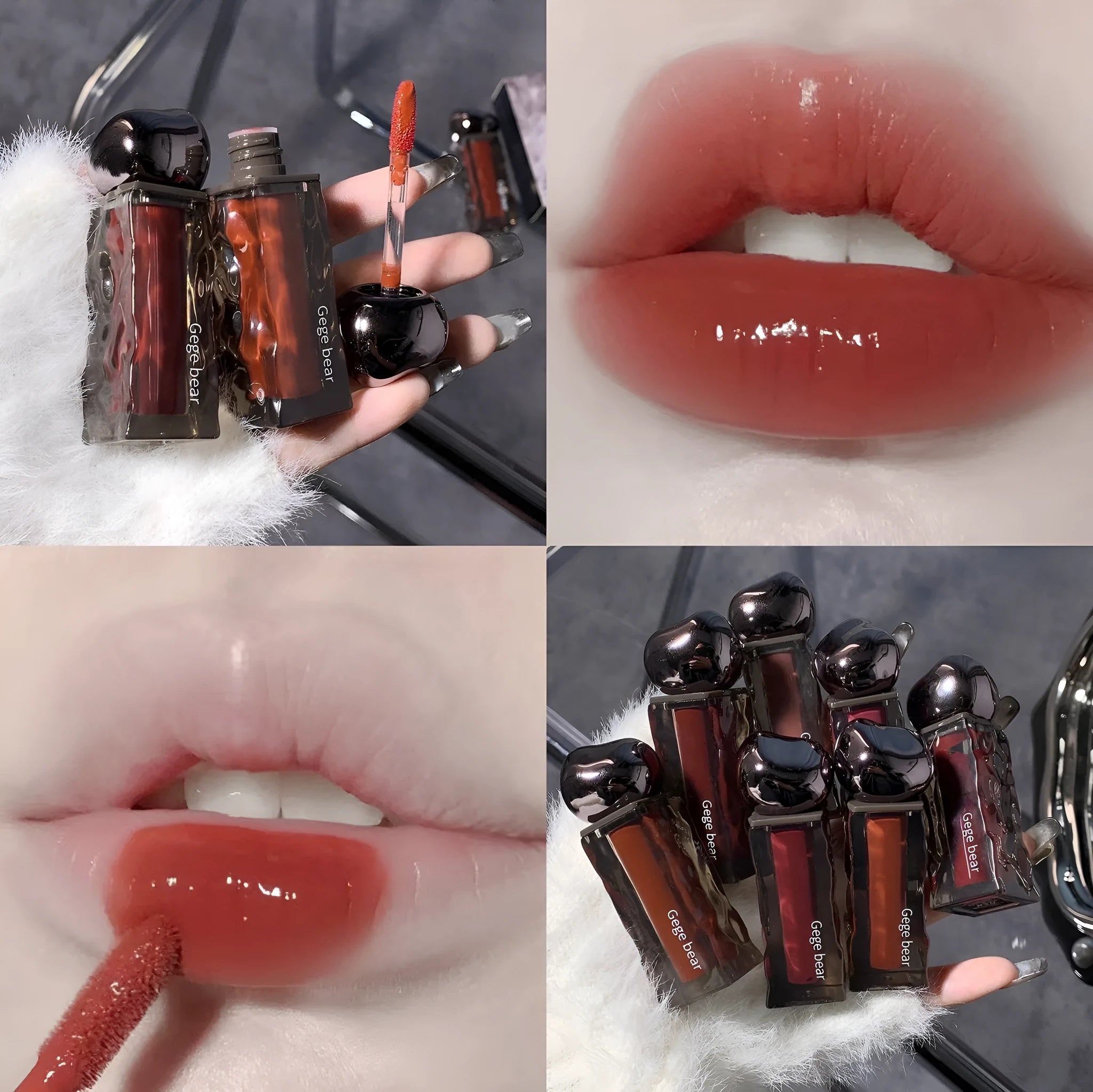 Glacier Lava Lip Lacquer tube showing water light mirror finish in one of seven colour options 01-07