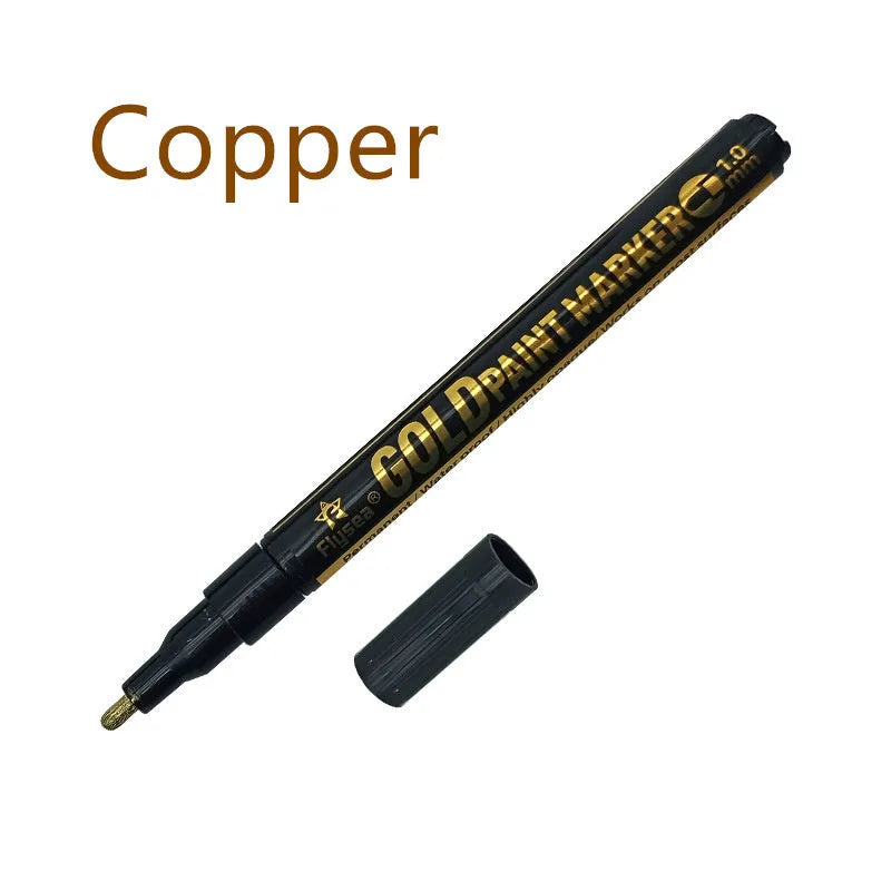 Flysea 3.0mm chrome metal marker pen with reflective paint for writing on multiple surfaces.