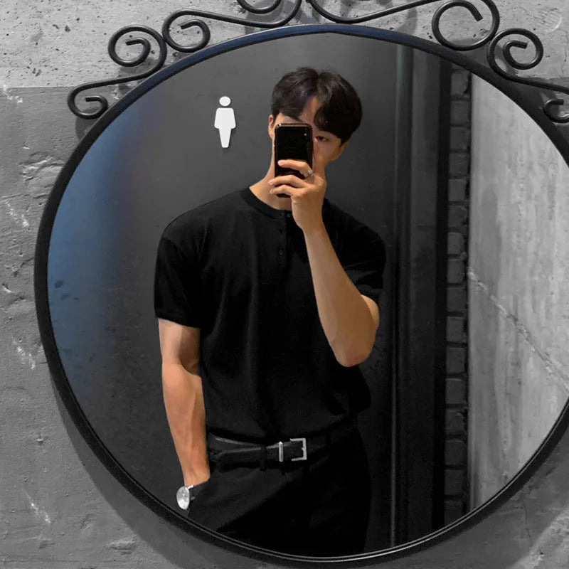Men's slim-fit ice silk knitted shirt in black, khaki, or white colours