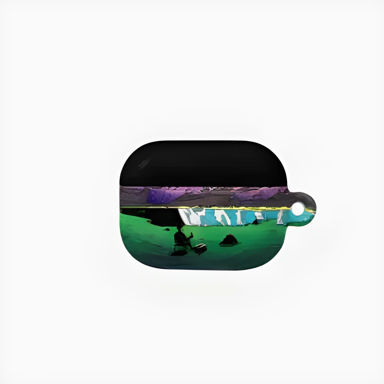 Green hard plastic earphone case for Apple AirPods 4, AirPods Pro 2nd generation and earlier models, closed view