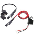 USB SAE adapter for motorcycle phone and GPS charging, black ABS housing with copper contacts
