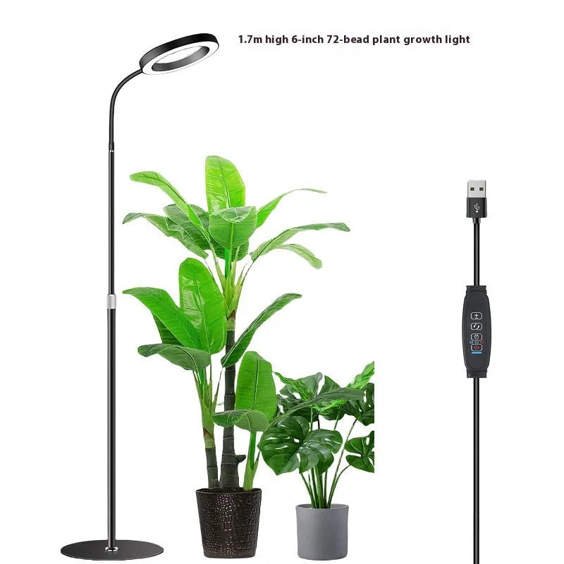 6-inch angel ring retractable floor plant grow light with aluminium alloy shell and LED illumination