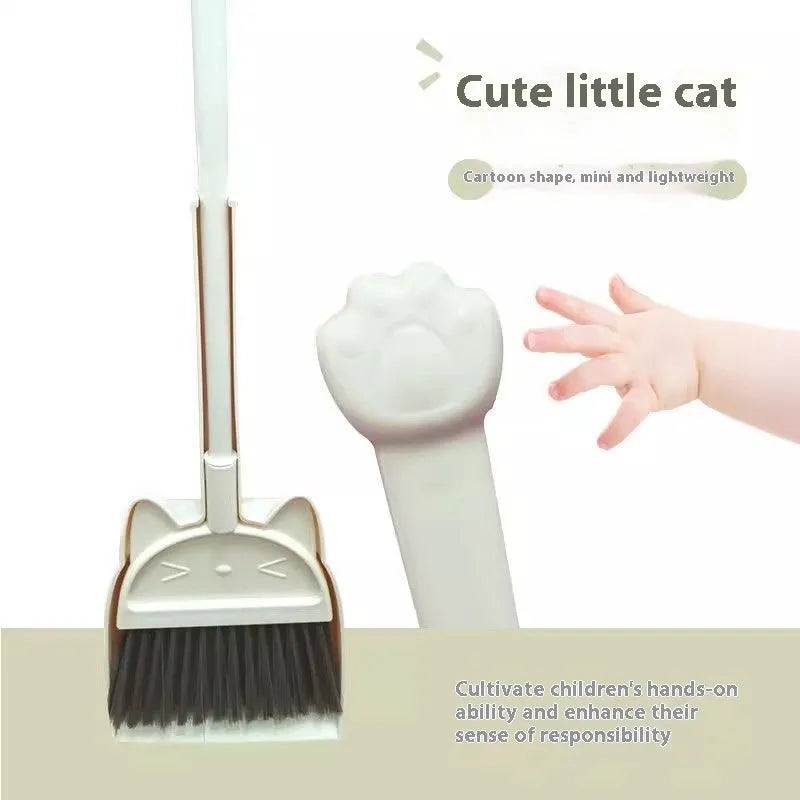 Plastic broom and dustpan set with rotating brush holder in purple colour