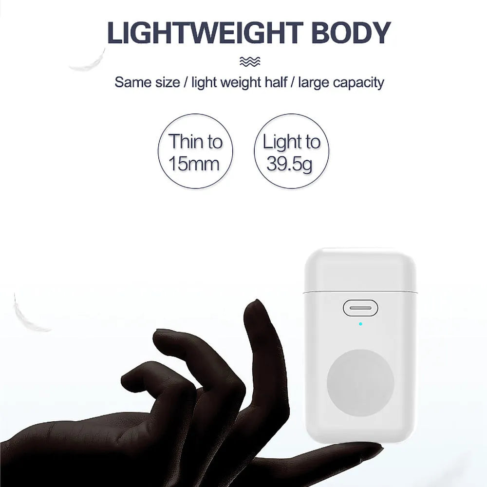 White 1000mAh wireless magnetic portable charger for Apple Watch showing compact size