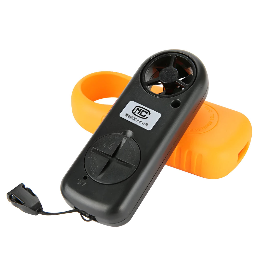 Biaozhi GM816 orange digital handheld anemometer showing wind speed display