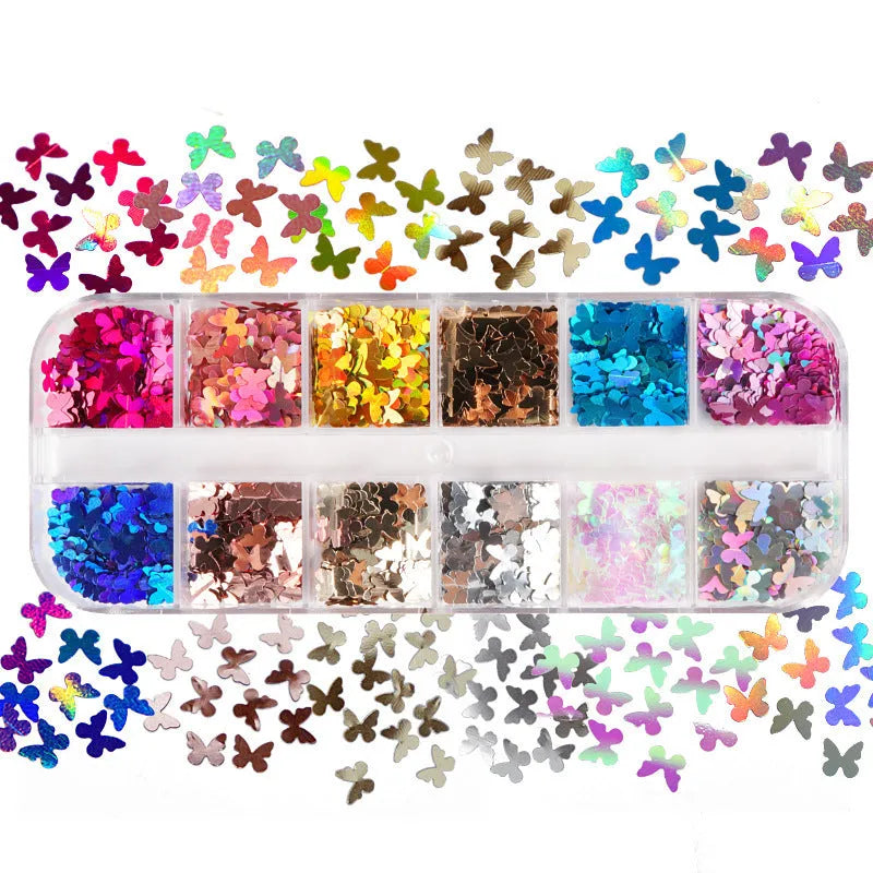 Three-layer white plastic nail powder box on a table for storing nail powder containers