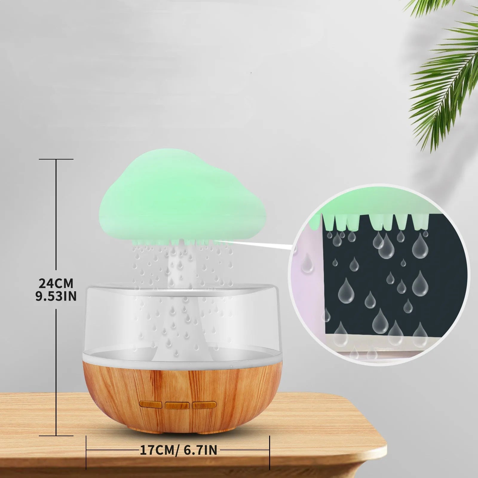 White raining cloud shaped humidifier with LED mood lights and water drop effect