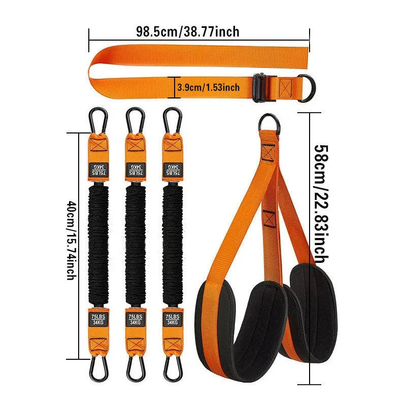Black 255 lbs pull-ups auxiliary strap suit made from TPE material for fitness training