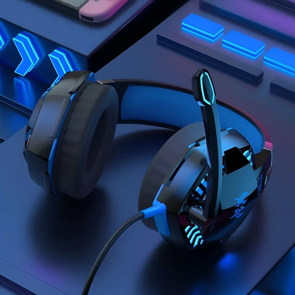 Wired USB headset for laptop desktop computer with protein skin earmuffs and microphone