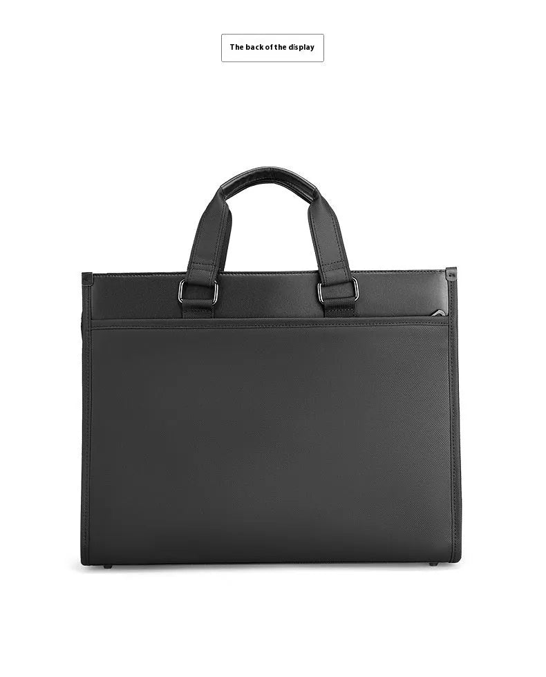 Black Oxford cloth handheld business briefcase with polyester lining for notebook computer travel