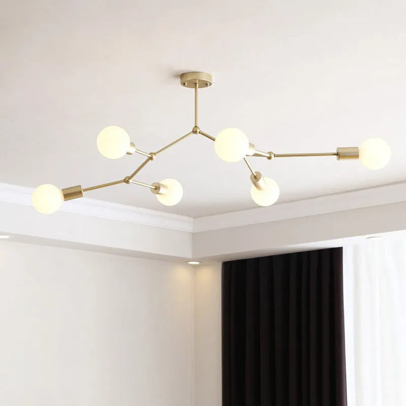 Iron chandelier ceiling lamp in Nordic style with multiple light heads