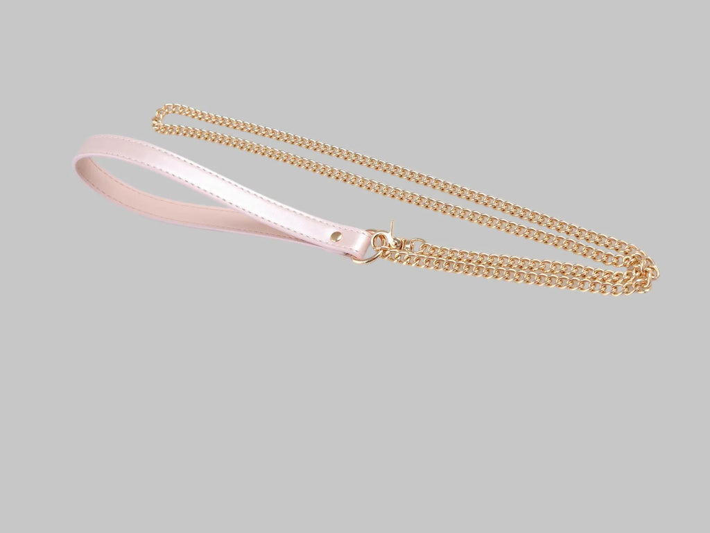 Hand holding rope little bell shape collar with alloy pendant, PU pearl powder, bow, geometric shape, 41-50cm