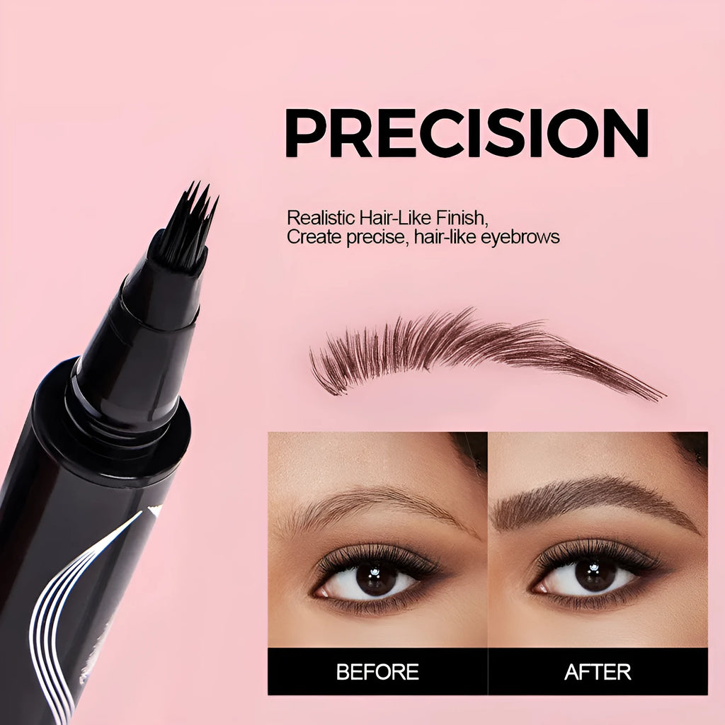 Four-fork eyebrow pencil in black with waterproof sweatproof formula for natural brows