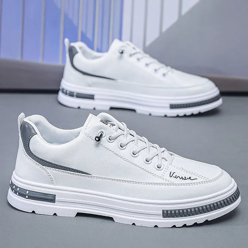 Men's Korean style platform sneakers with elastic band fastening in black colour option