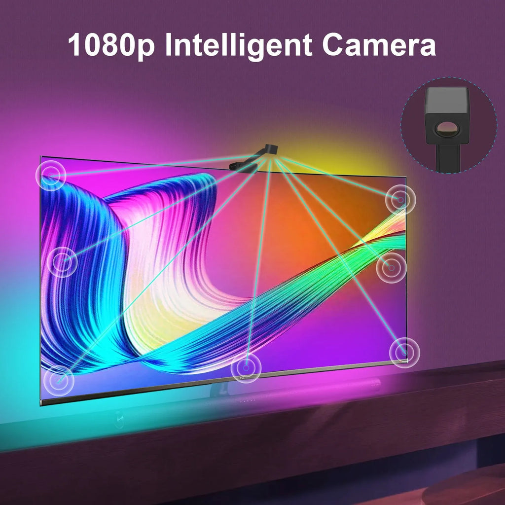 Graffiti APP TV screen color picker LED light strip with camera controller and 30 beads for TV background