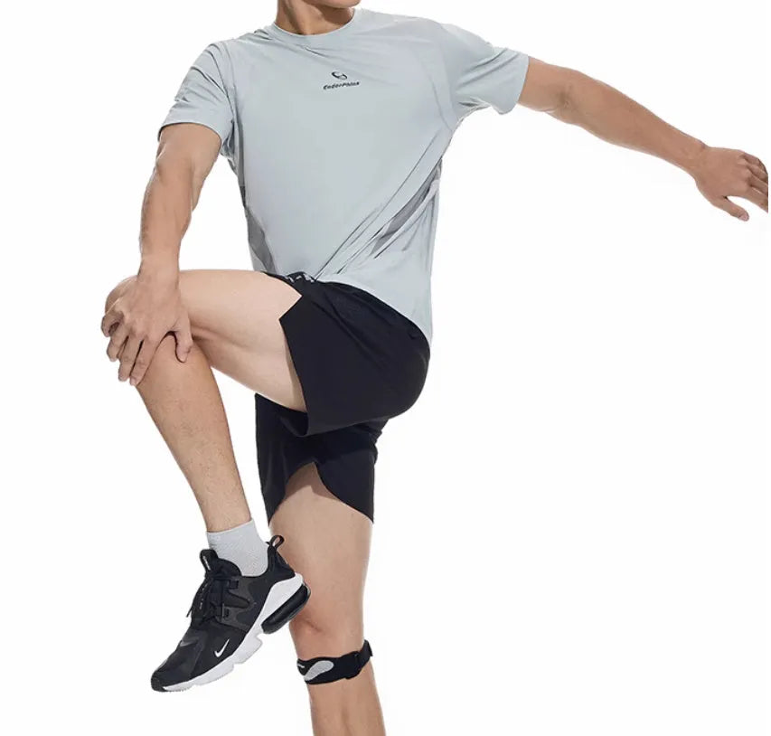 Mysterious Black four-point stretch running shorts with laser-punched stitching detail