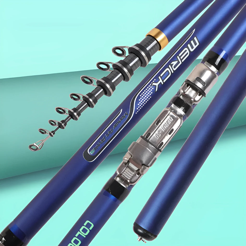Blue Rock Carbon Fishing Rod – Telescopic Sea Fishing Rod in Carbon Fibre, Available in 3.6m, 4.5m, 5.4m, and 6.3m Lengths, Blue Finish for Shore and Rock Fishing Applications