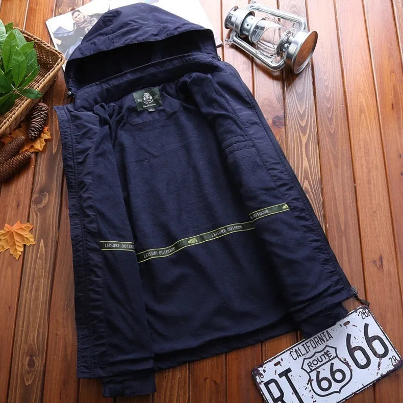 NIANJEEP men's fleece-lined outdoor jacket, long sleeve, Army Green mountaineering coat
