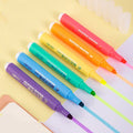 Deli S605 oblique chisel tip highlighter marker pens in macaron, crystal and dark colour sets.