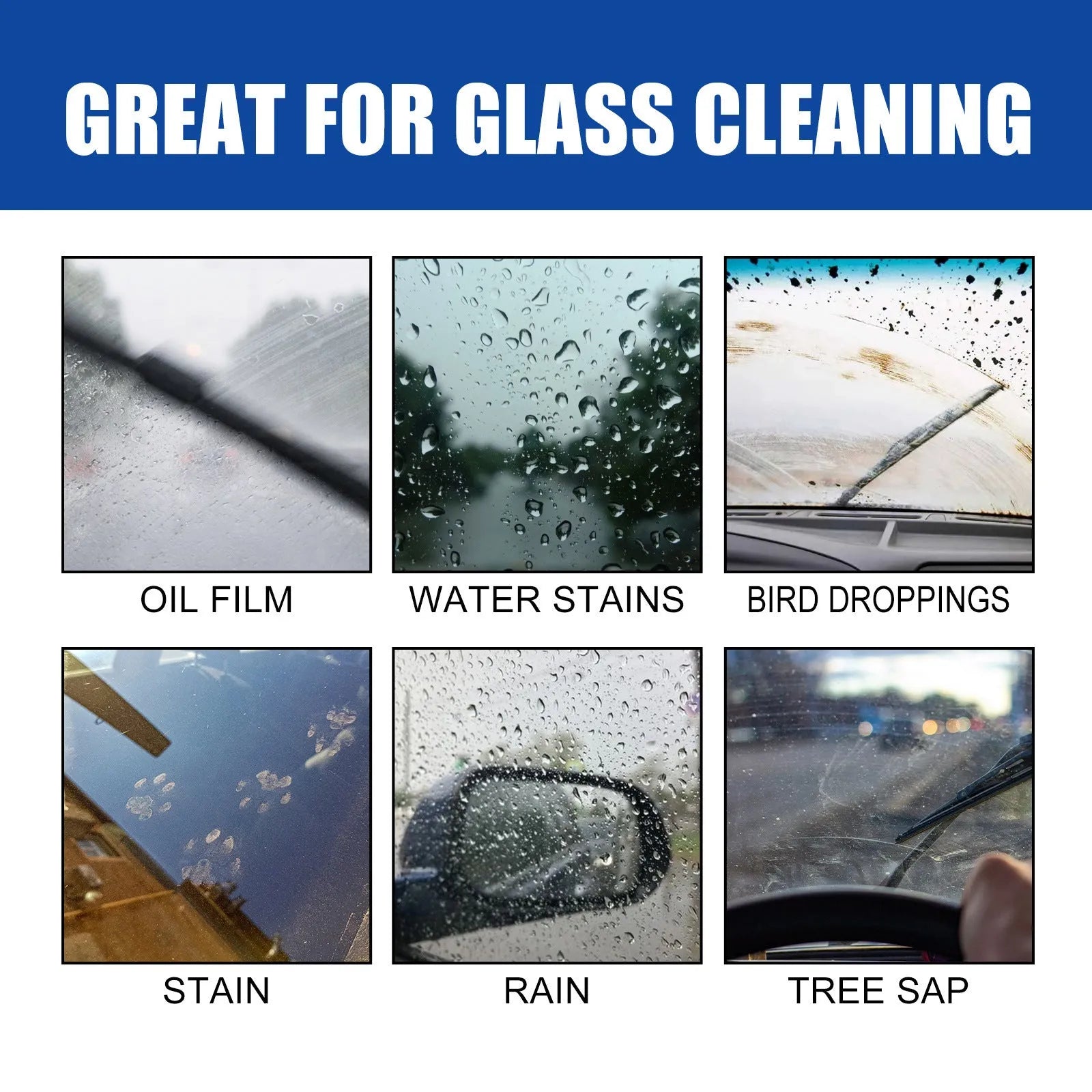 120ml bottle of car window glass oil film remover spray with a cleaning sponge