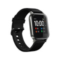 Black waterproof smart fitness bracelet with 1.4-inch screen on silicone wrist strap