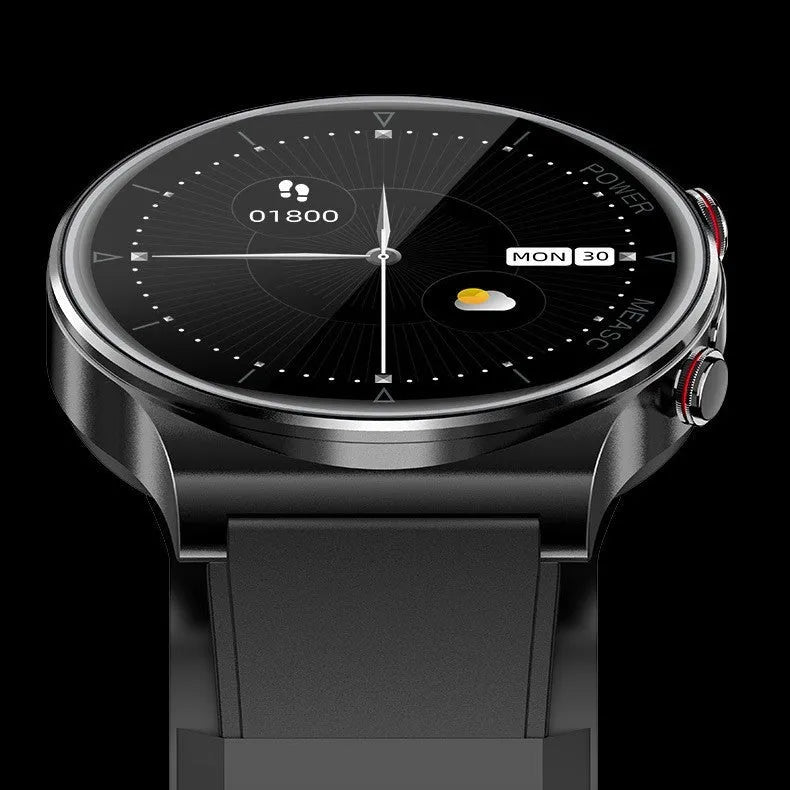 Sleep health multi-sport smart watch in black P70 colour with tempered glass display and TPU strap