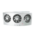 Black and white USB car ventilation fan for cabin air circulation
