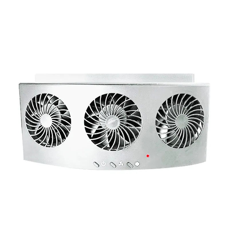 Black and white USB car ventilation fan for cabin air circulation