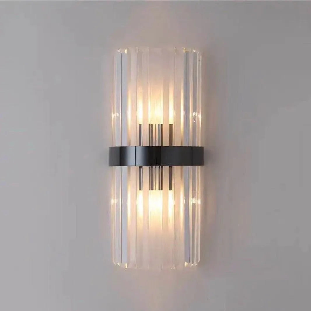 Stainless steel crystal background wall lamp for aisle bedside with gold finish and 12W LED