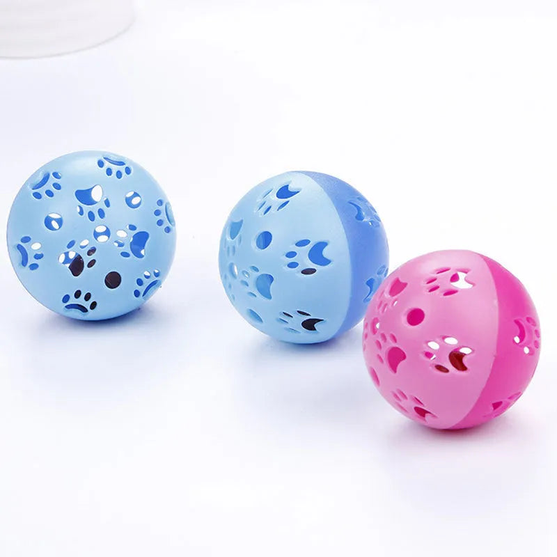 Hollow plastic cat toy ball, 5cm diameter, sounding toy in pink or blue, 20g Pethome pet ball