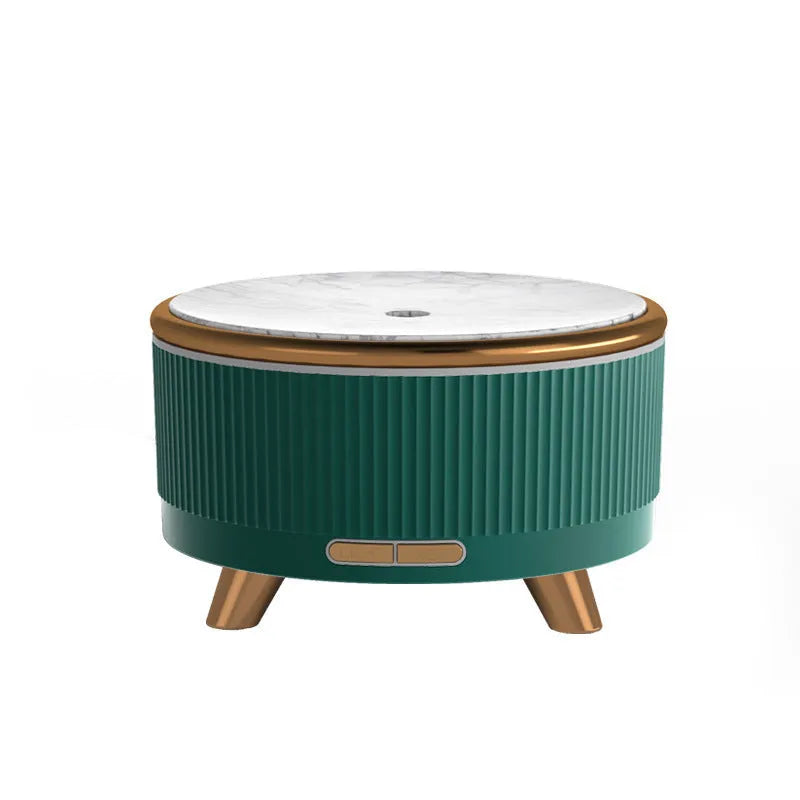 Cylinder USB charging humidifier with 500ml tank, one fog outlet, plastic body, black or green, under 36dB noise.