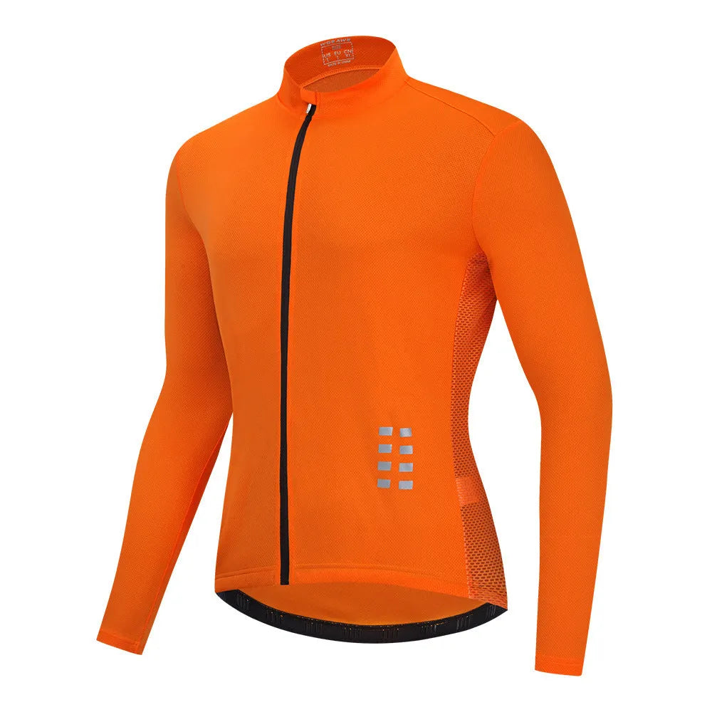 Summer men's breathable polyester cycling top in BL248 orange on white background