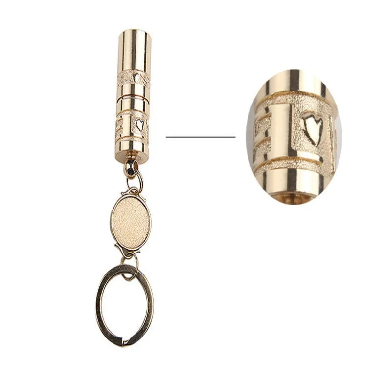 Gold waterproof LED flashlight keychain with zinc alloy die-cast housing and polished finish