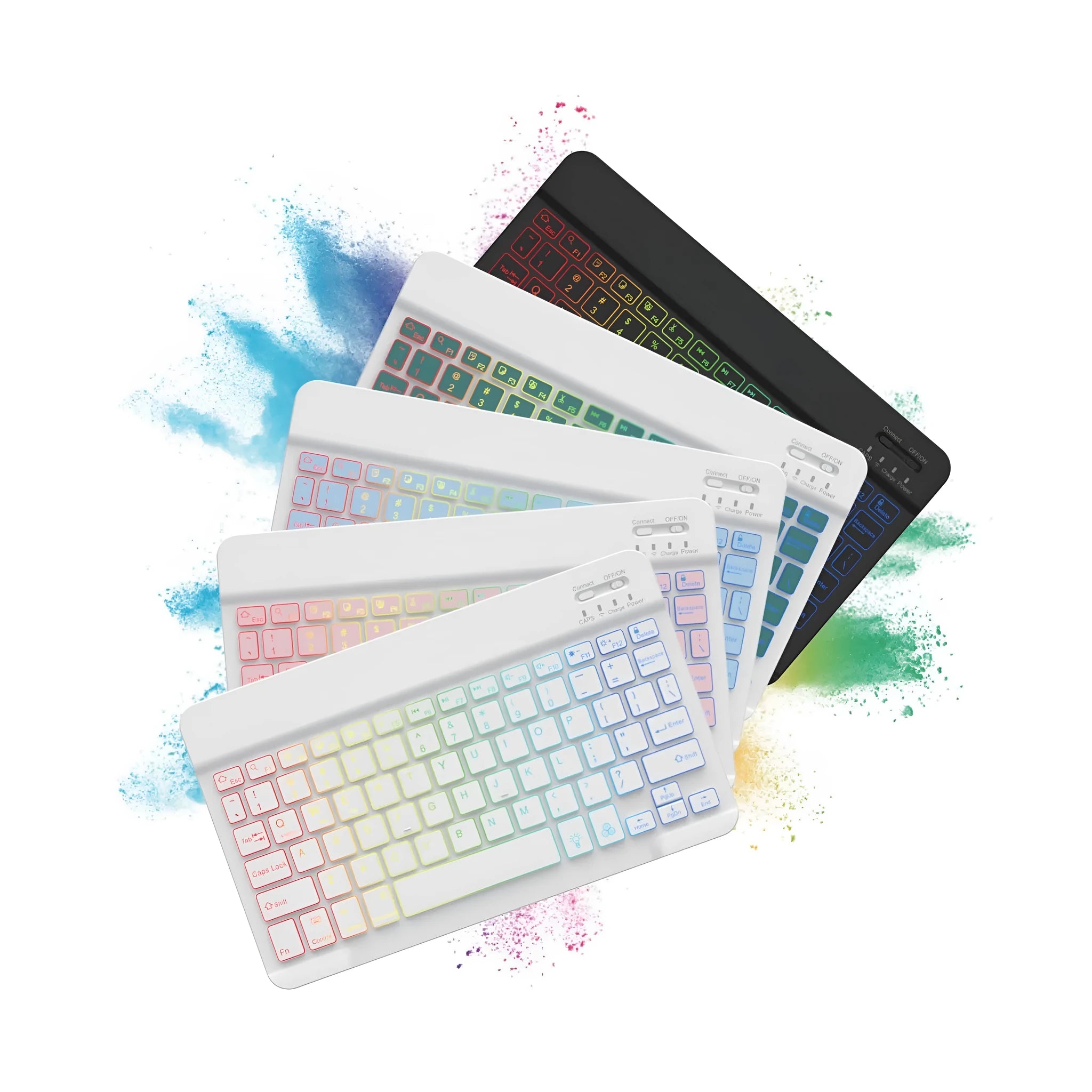 10-inch backlit Bluetooth wireless keyboard for tablets in multiple colour options