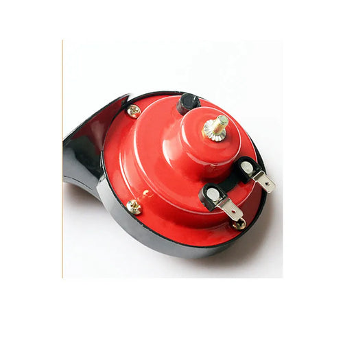 12V snail car horn 110dB two-tone high and low frequency electric horn in red and black with mounting brackets