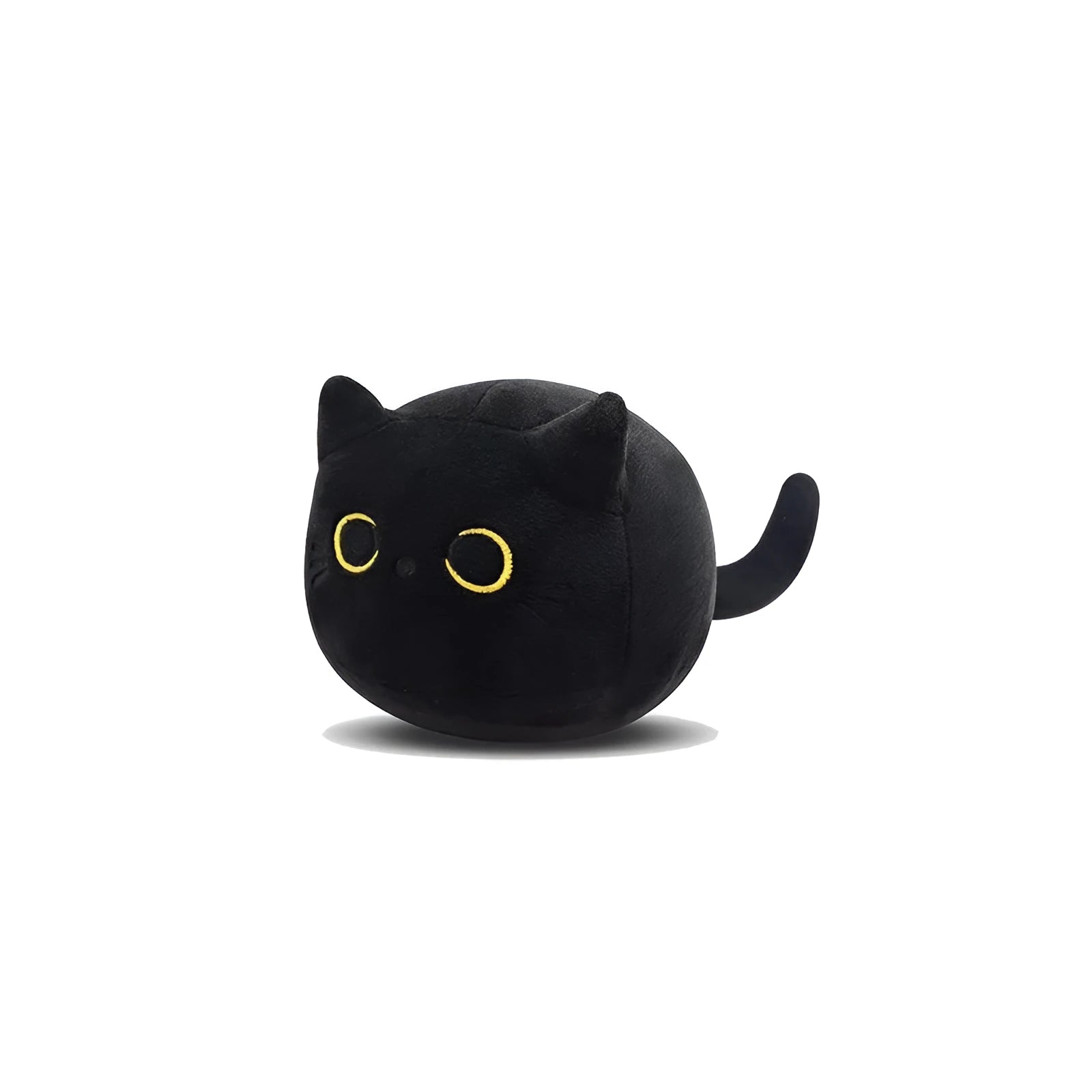 Large black fluffy cat plush toy with soft pillow cushion shape for kids and home decoration