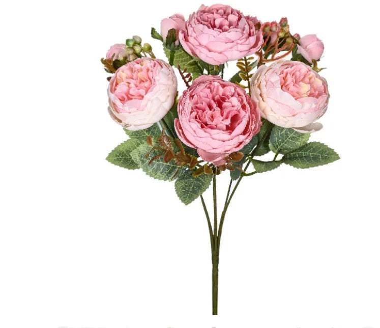Artificial silk peony flower bouquet in champagne colour for home and wedding decoration