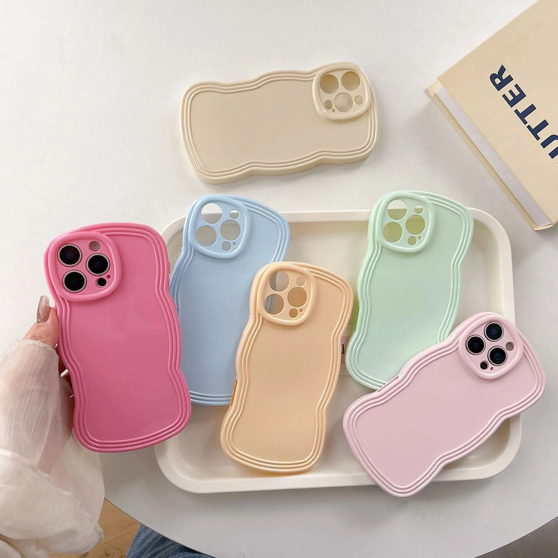 Cream candy colour wave pattern TPU phone case for iPhone models with anti-fall protection