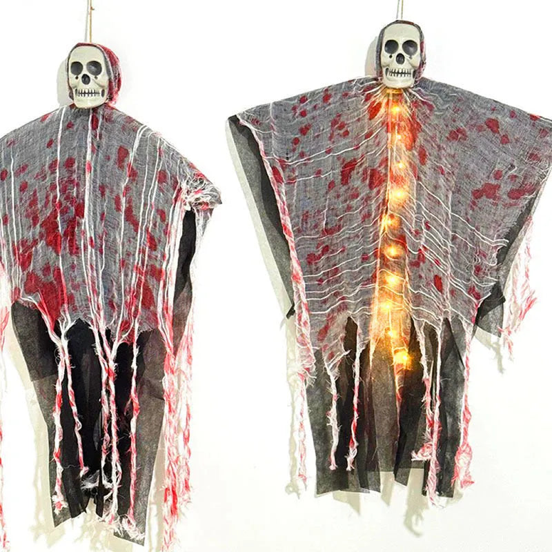 Blood-dyed luminous plastic skull hanging ghost Halloween outdoor decoration