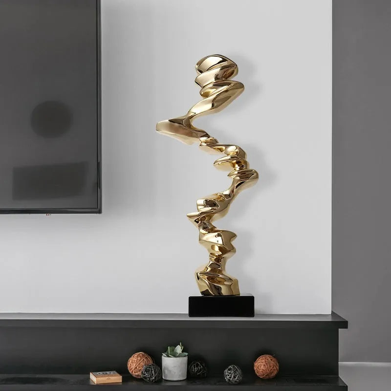 Abstract still life sculpture ornament in modern minimalist style with plastic and natural resin construction