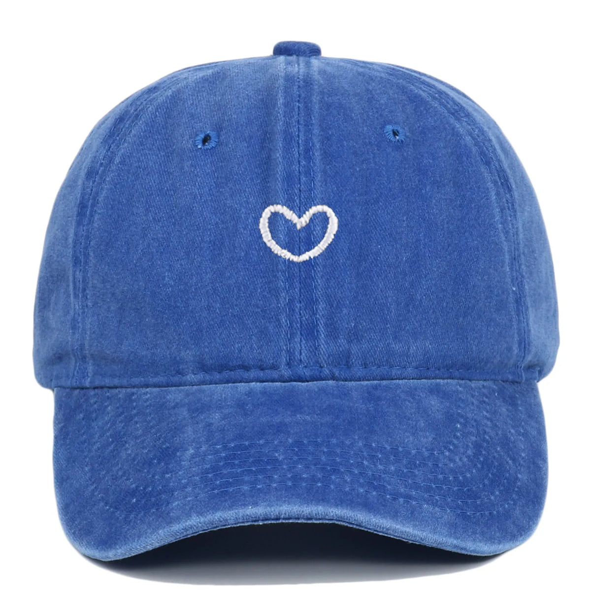 Artistic retro small love embroidered soft top cotton peaked cap in adjustable size.