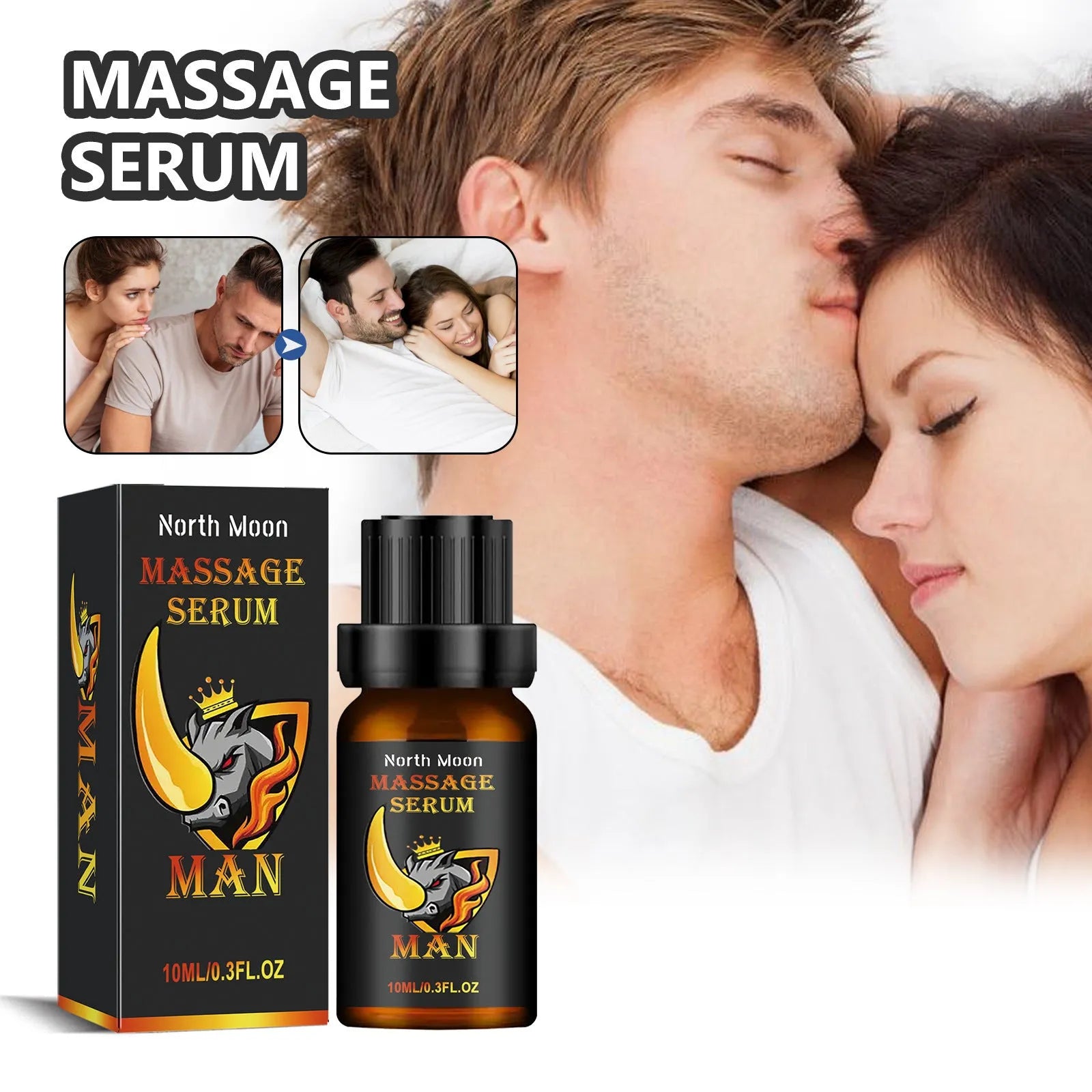 10ml bottle of men's endurance vitality massage essential oil with dropper.