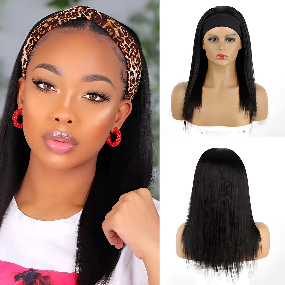 Ice Hair Band Wig Hood in real hair natural colour turban style, 12 to 26 inch option for ladies