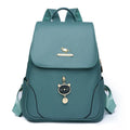 Casual black PU leather women's backpack with a three-dimensional front pocket.
