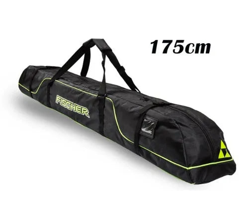 Black ski gear bag made from waterproof Oxford material, available in 165cm and 175cm sizes, holding skis and boots